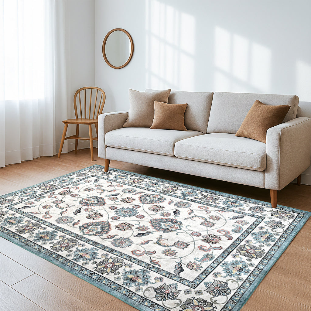 Bliss & Beyond Printed Rug and Door Mat (Size 120x1 cm) - Blue_8552215_1
