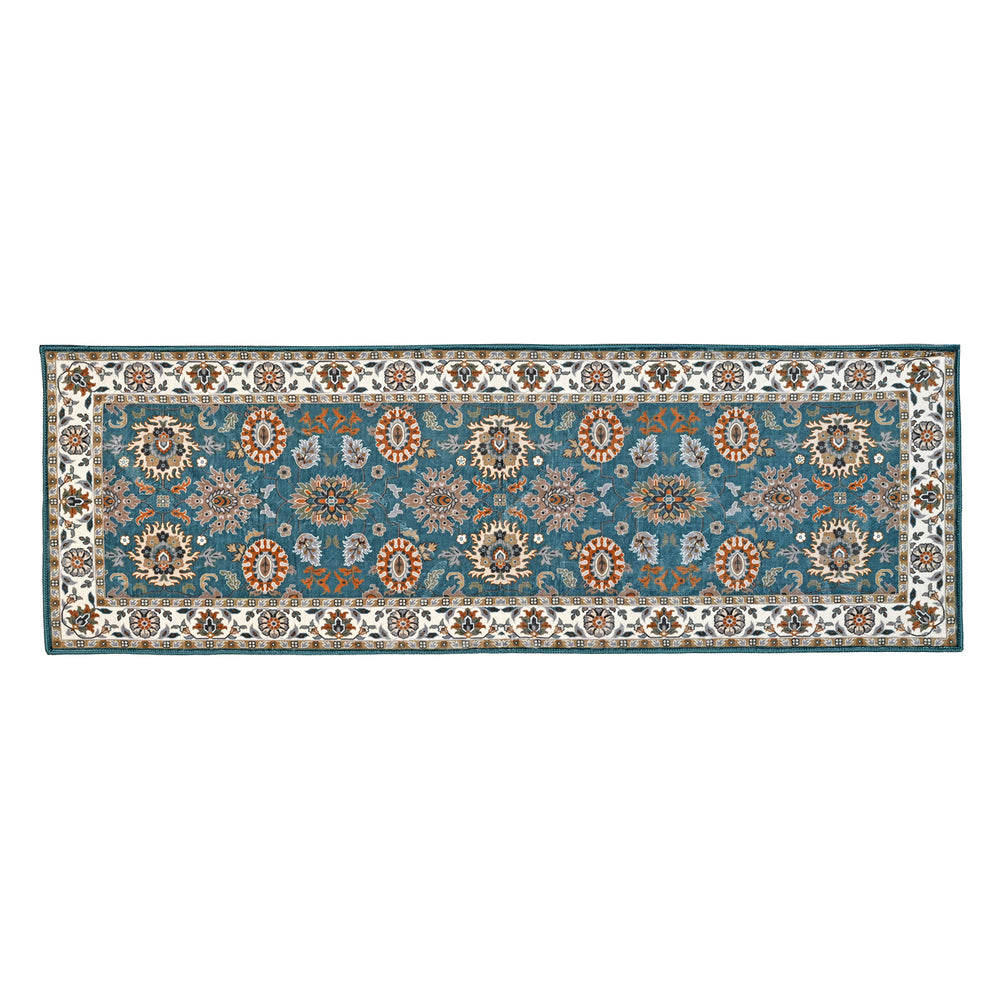 Bliss and Beyond Traditional Printed Runner Rug (60 x 180 cm) - Teal & Cream_8552274_1