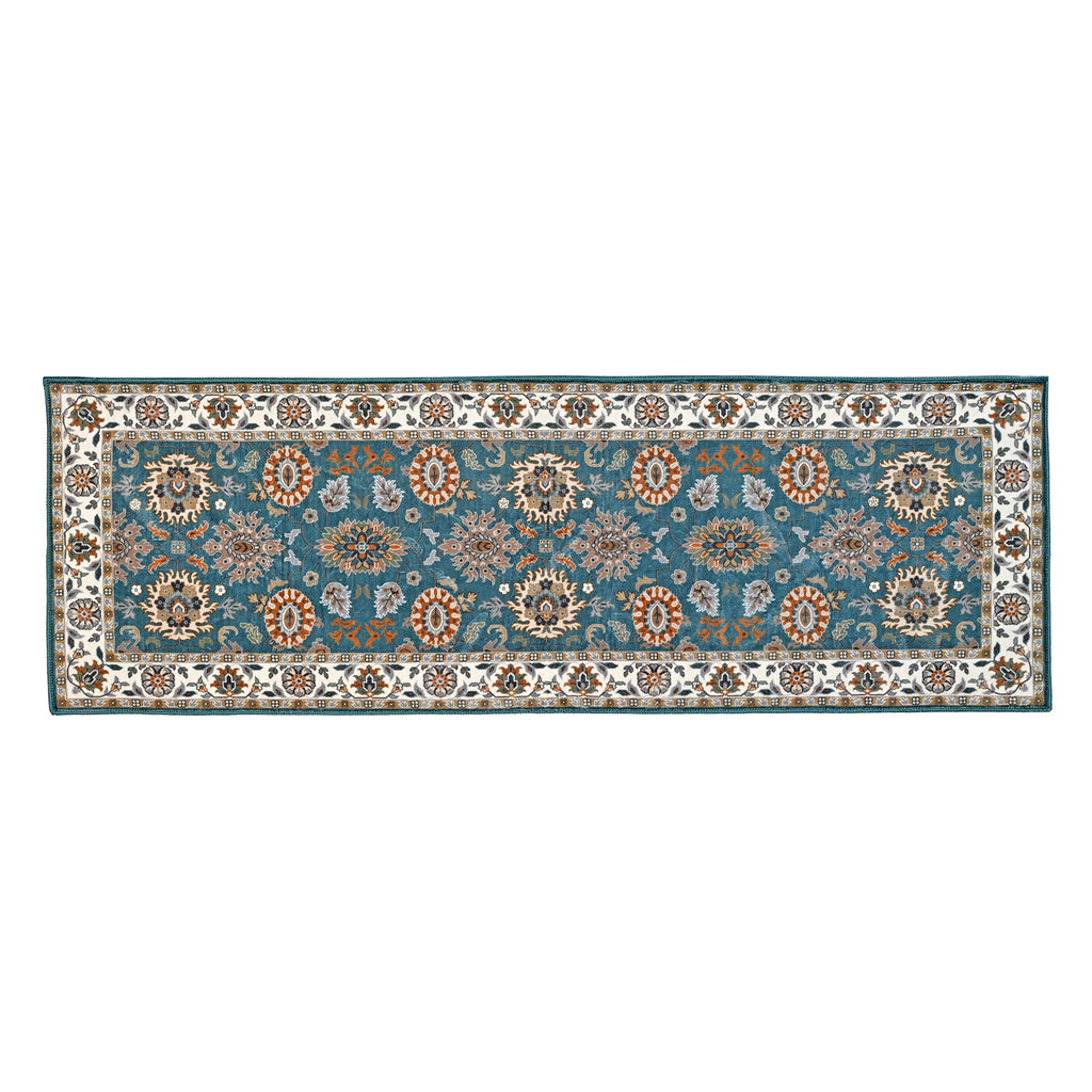 Bliss and Beyond Traditional Printed Runner Rug (60 x 180 cm) - Teal & Cream_8552274_1
