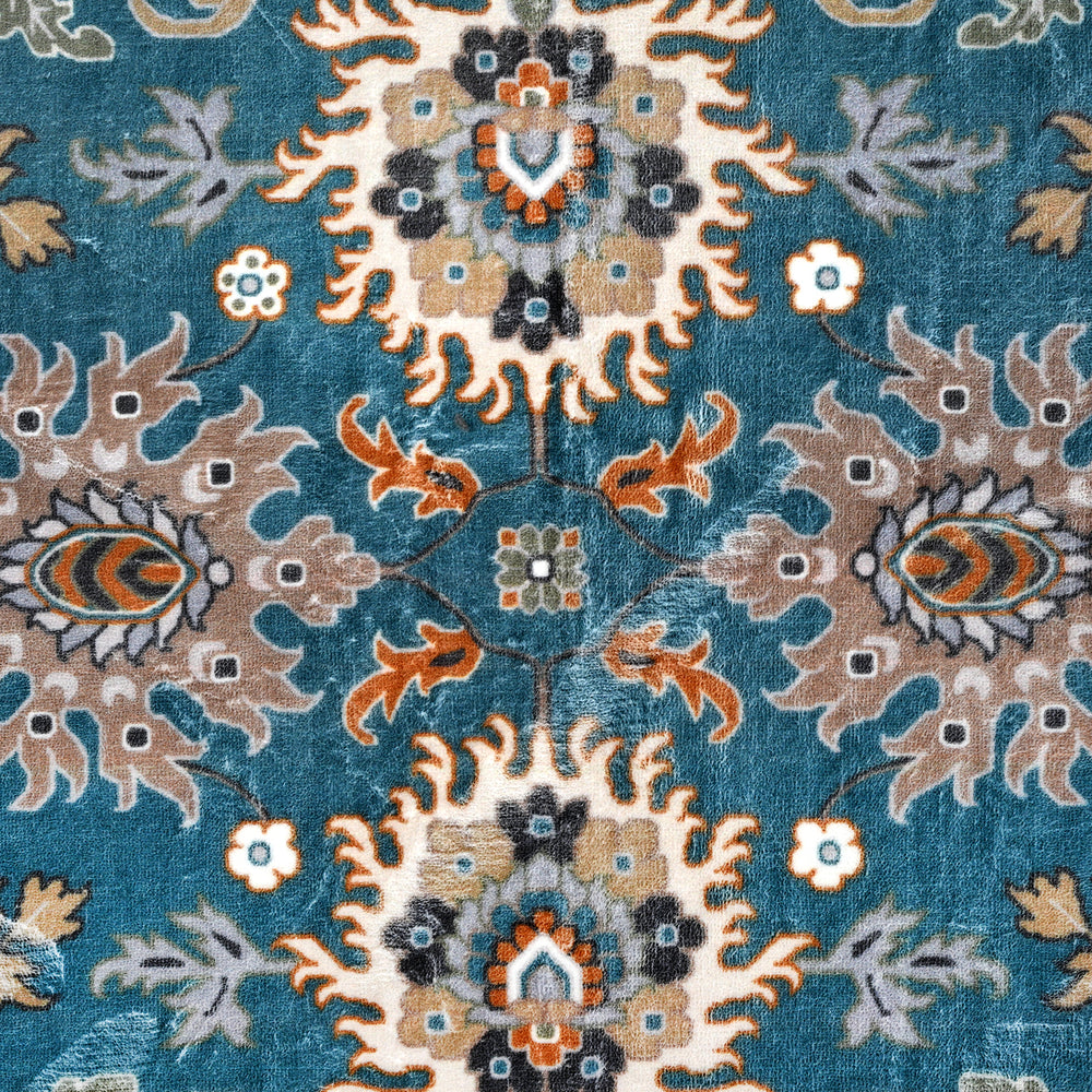 Bliss and Beyond Traditional Printed Runner Rug (60 x 180 cm) - Teal & Cream_8552274_6