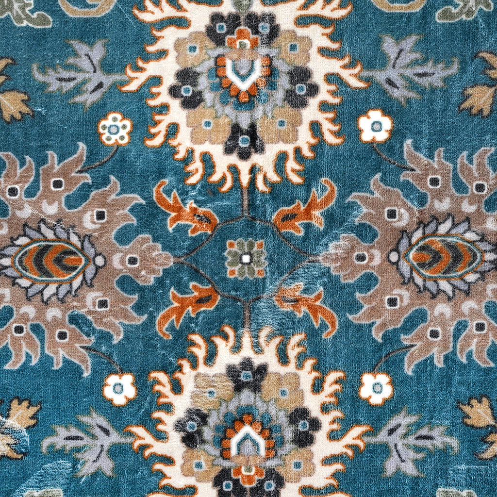 Bliss and Beyond Traditional Printed Runner Rug (60 x 180 cm) - Teal & Cream_8552274_6