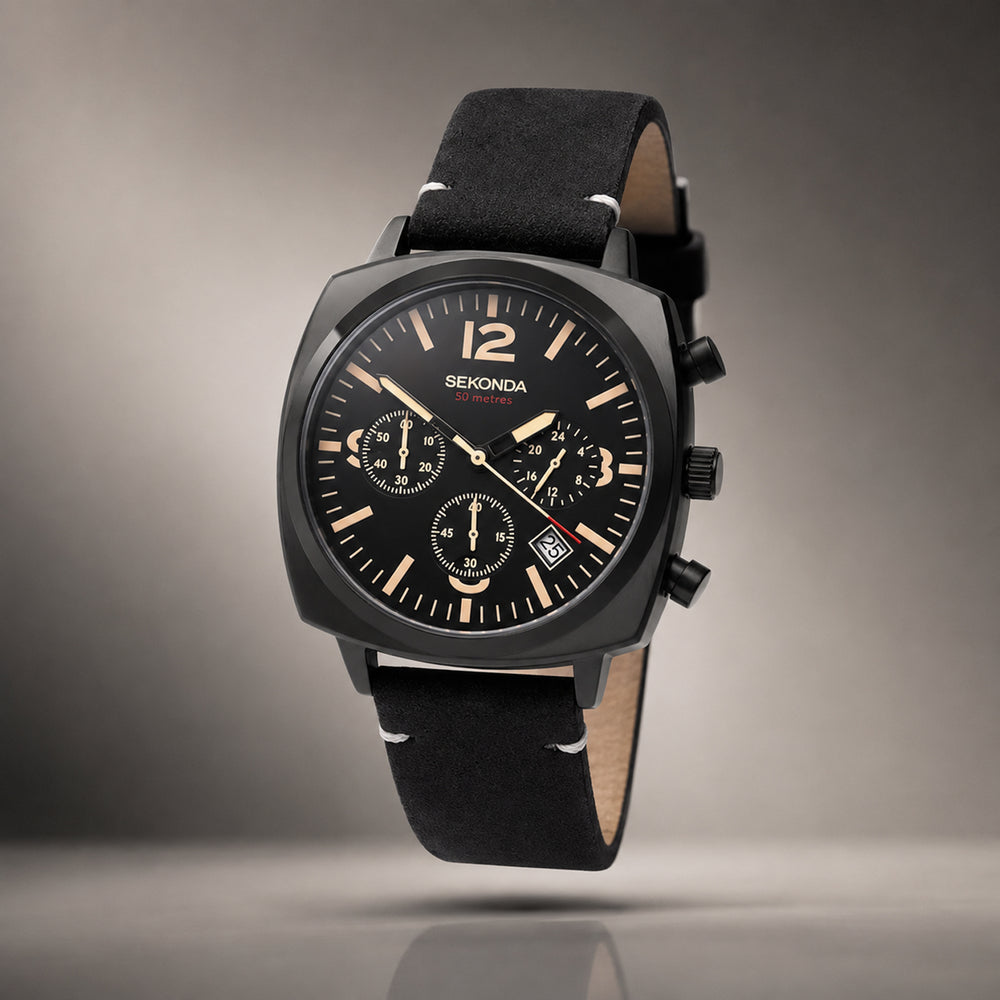 Sekonda Quartz Mens Watch in Leather - Black_8552662