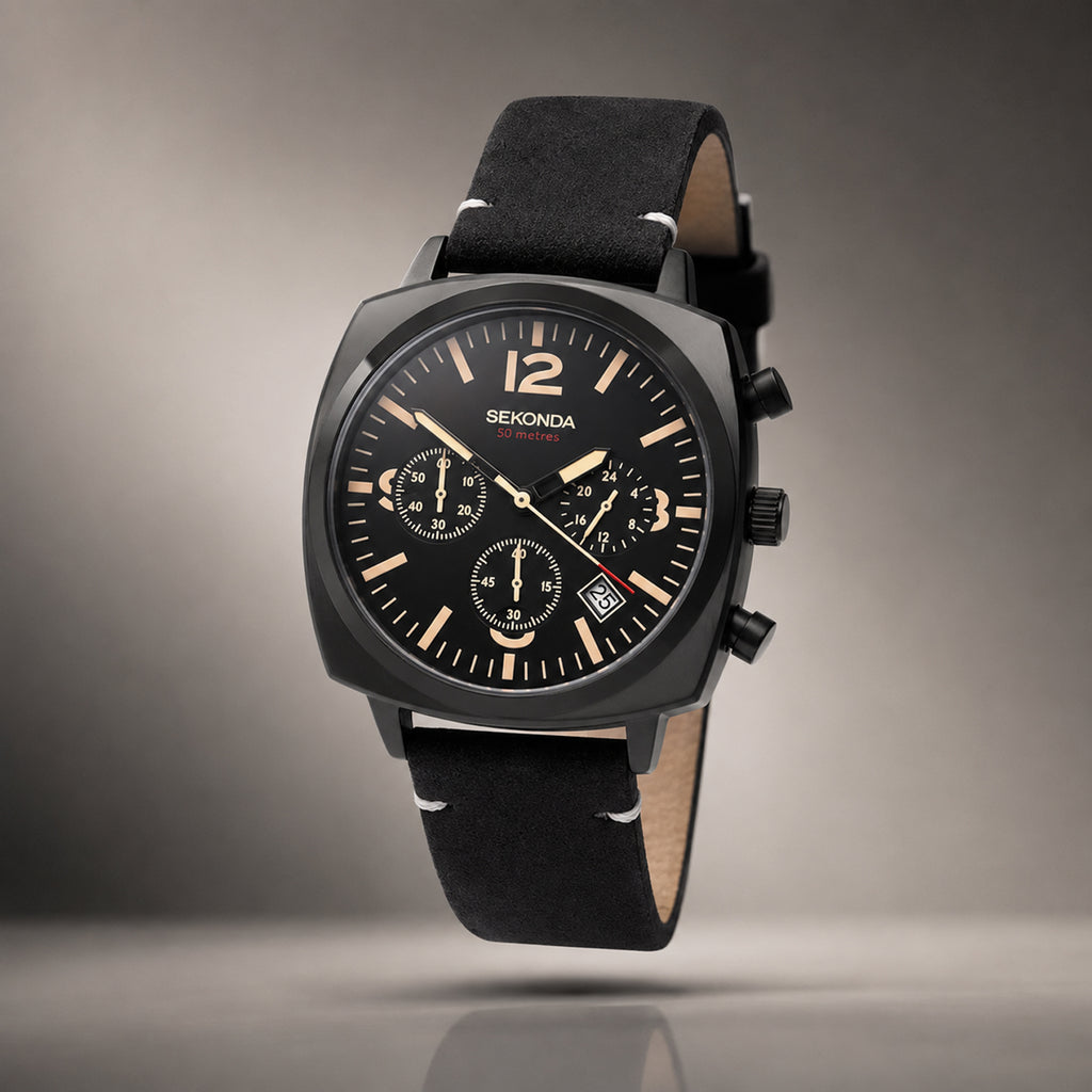 Sekonda Quartz Mens Watch in Leather - Black_8552662