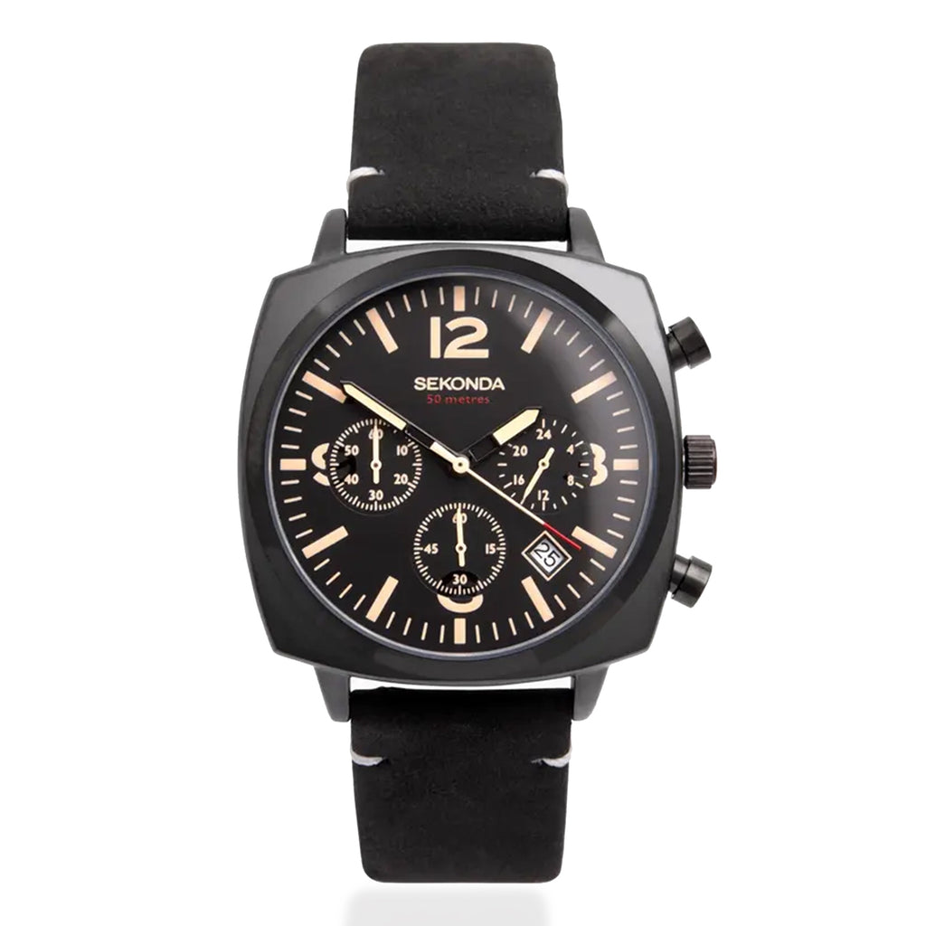 Sekonda Quartz Mens Watch in Leather - Black_8552662_2