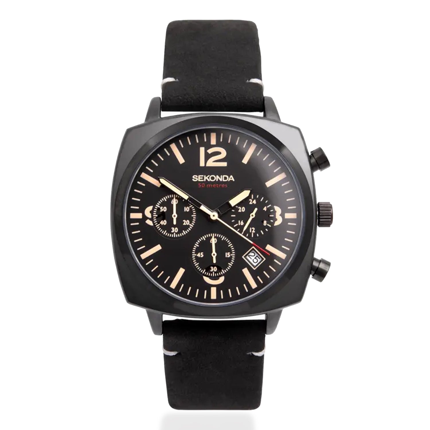 Sekonda Quartz Mens Watch in Leather - Black_8552662_2