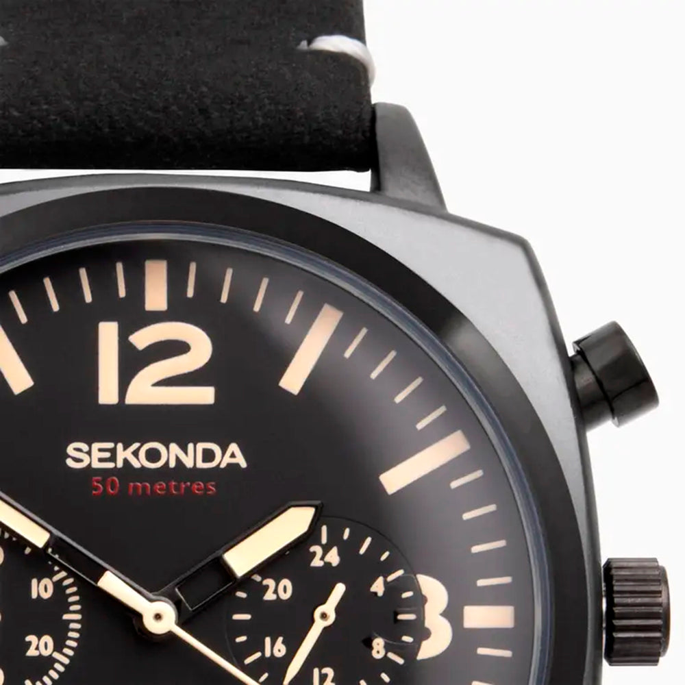 Sekonda Quartz Mens Watch in Leather - Black_8552662_5