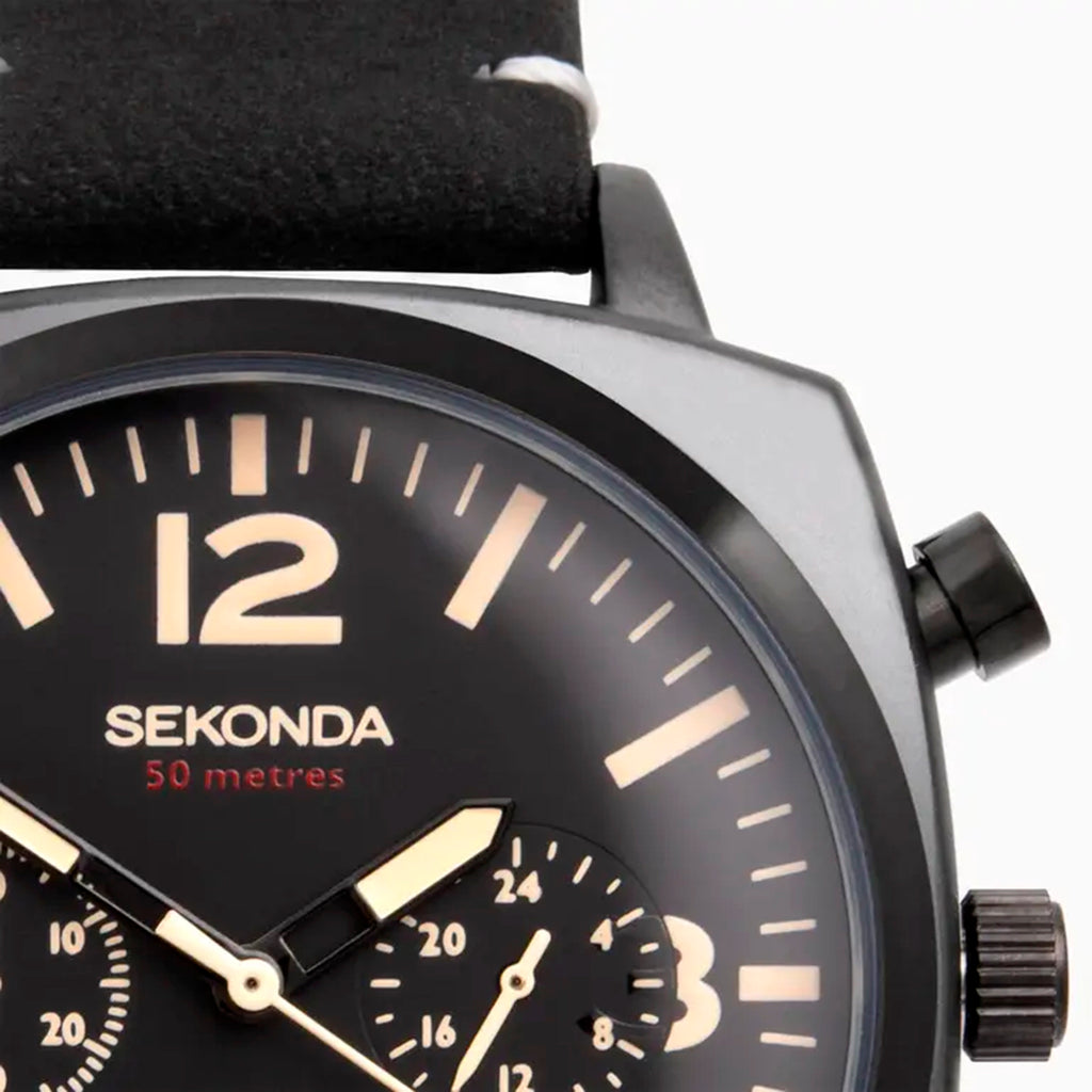 Sekonda Quartz Mens Watch in Leather - Black_8552662_5