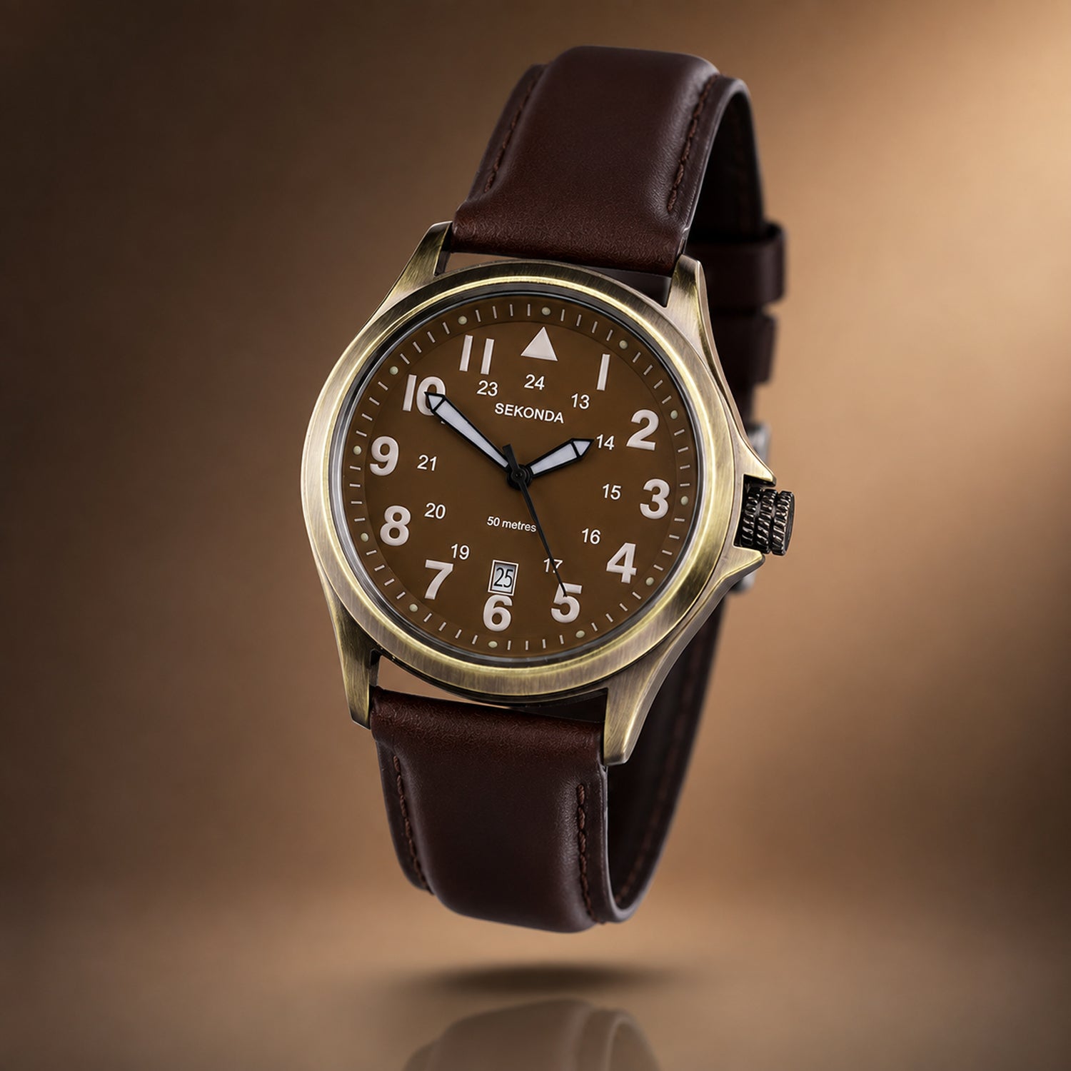 Sekonda Quartz Mens Watch in Leather - Black_8552681