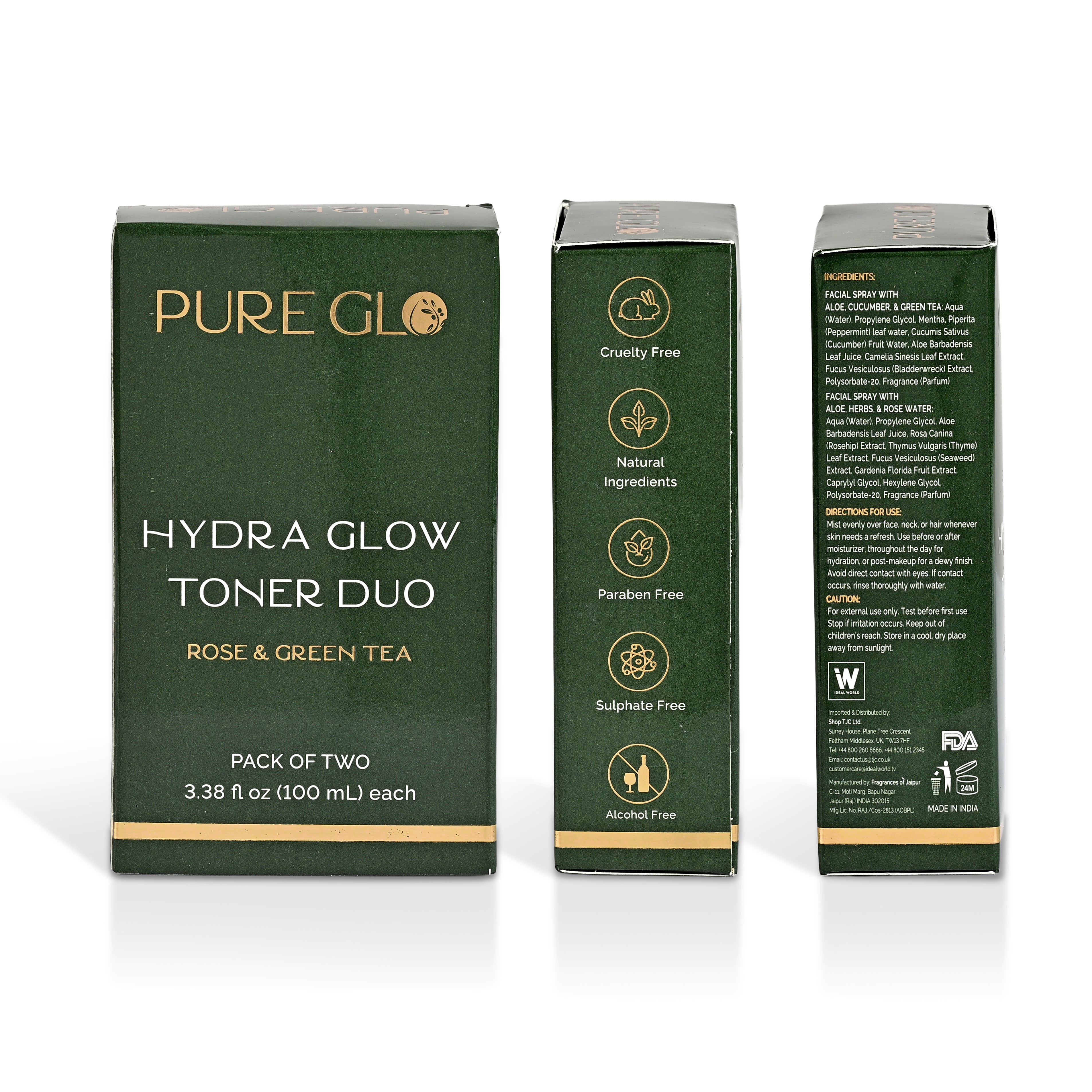 Hydrating, Rejuvenates & Clarifying Facial Spray Mist with Aloe, Herbs & Rose Water - Twin Pack: 2 x 100ml / 3.38 fl oz_8553132_8