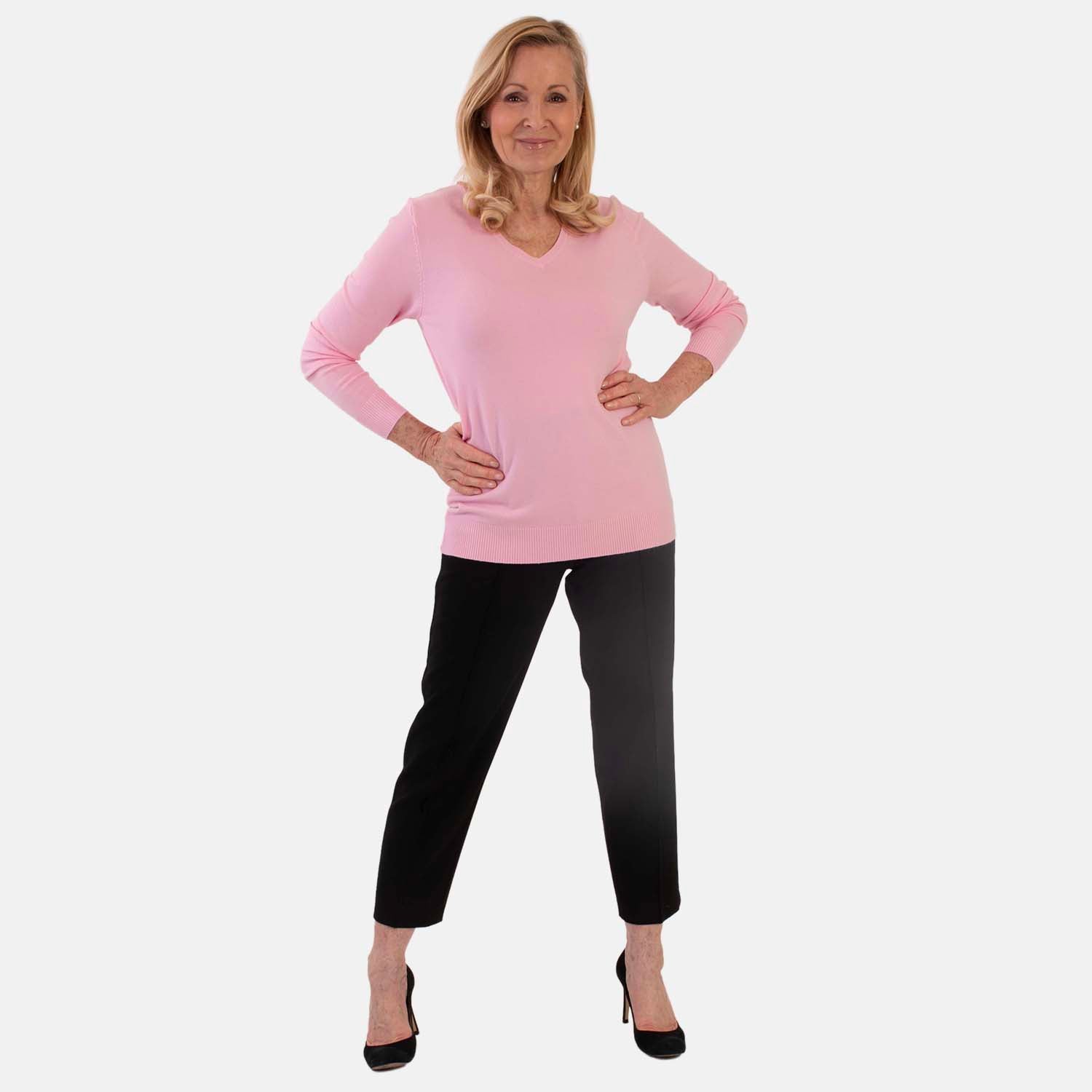 Pure And Natural Super Soft V-Neck Jumper (Size 20) - Pink_8555479