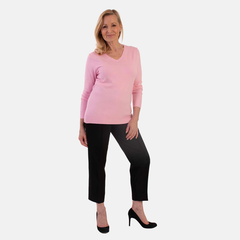 Pure And Natural Super Soft V-Neck Jumper (Size 20) - Pink_8555479_1