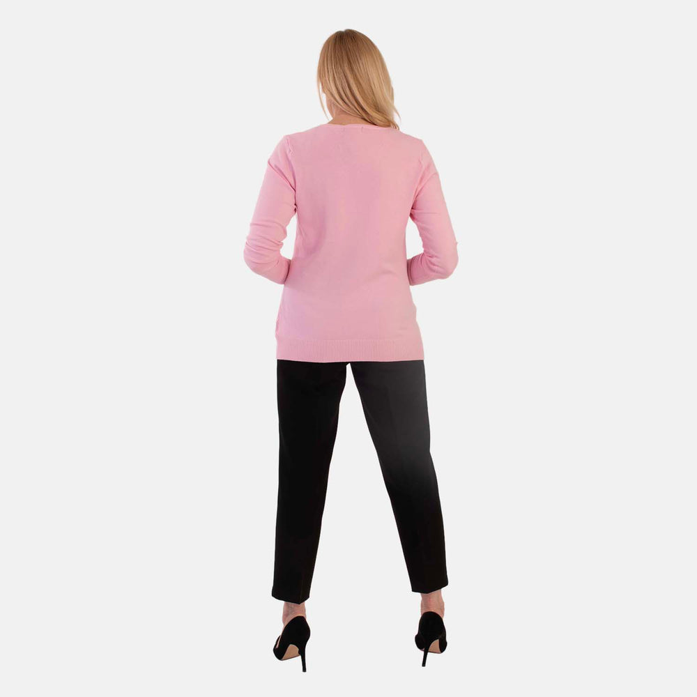 Pure And Natural Super Soft V-Neck Jumper (Size 20) - Pink_8555479_3