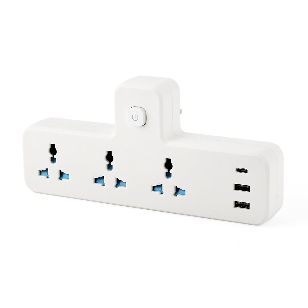 Multi-Functional 3-Outlet, 2-USB & 1-Type C Wall Adapter (UK Plug) - White_8560284_1