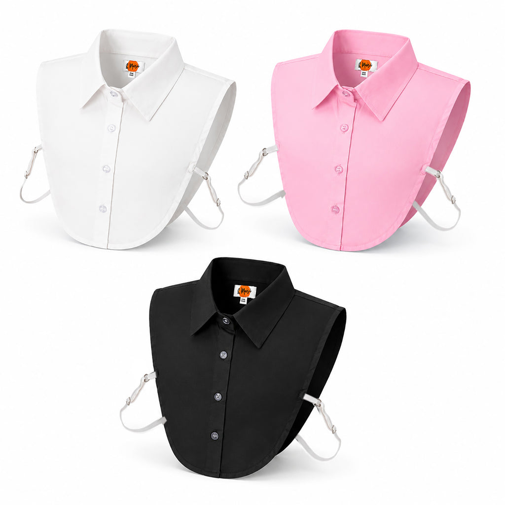 & Maisi Set of 3 Detachable Dickey Collar Set (One Size, 36 x 39cm) - White, Light Pink & Black_8561850