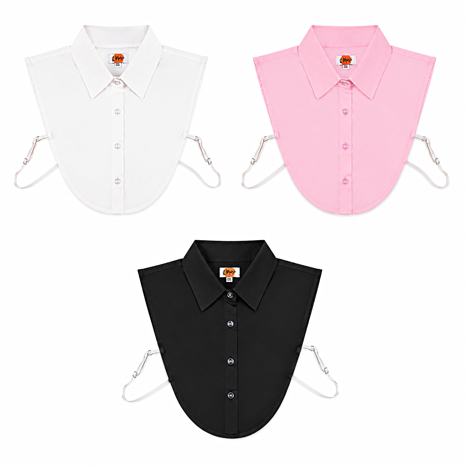 & Maisi Set of 3 Detachable Dickey Collar Set (One Size, 36 x 39cm) - White, Light Pink & Black_8561850_1
