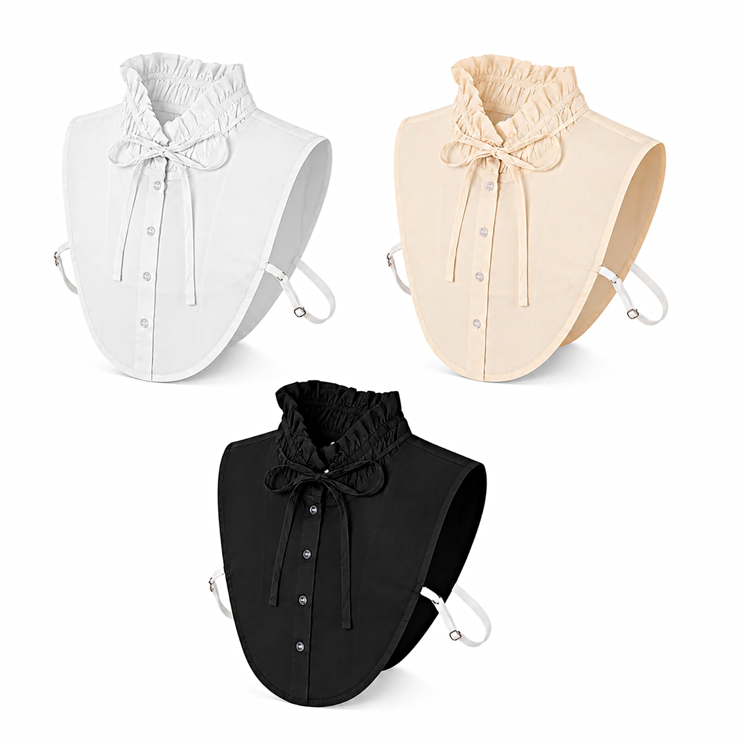 & Maisi Set of 3 Detachable Dickey Collar Set (One Size, 36 x 39cm) - White, Blue & Black_8561851