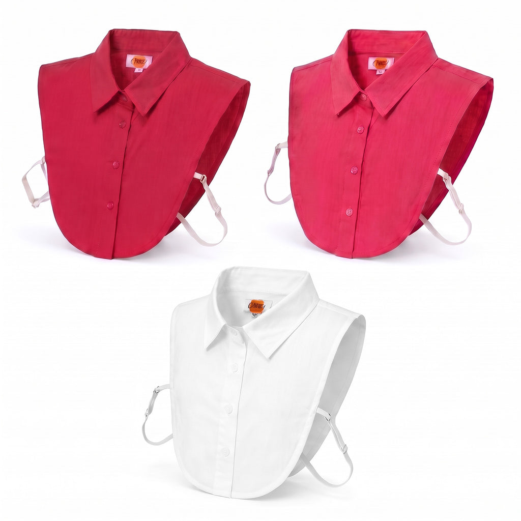 & Maisi Set of 3 Detachable Dickey Collar Set (One Size, 36 x 39cm) - White, Red & Pink_8561853