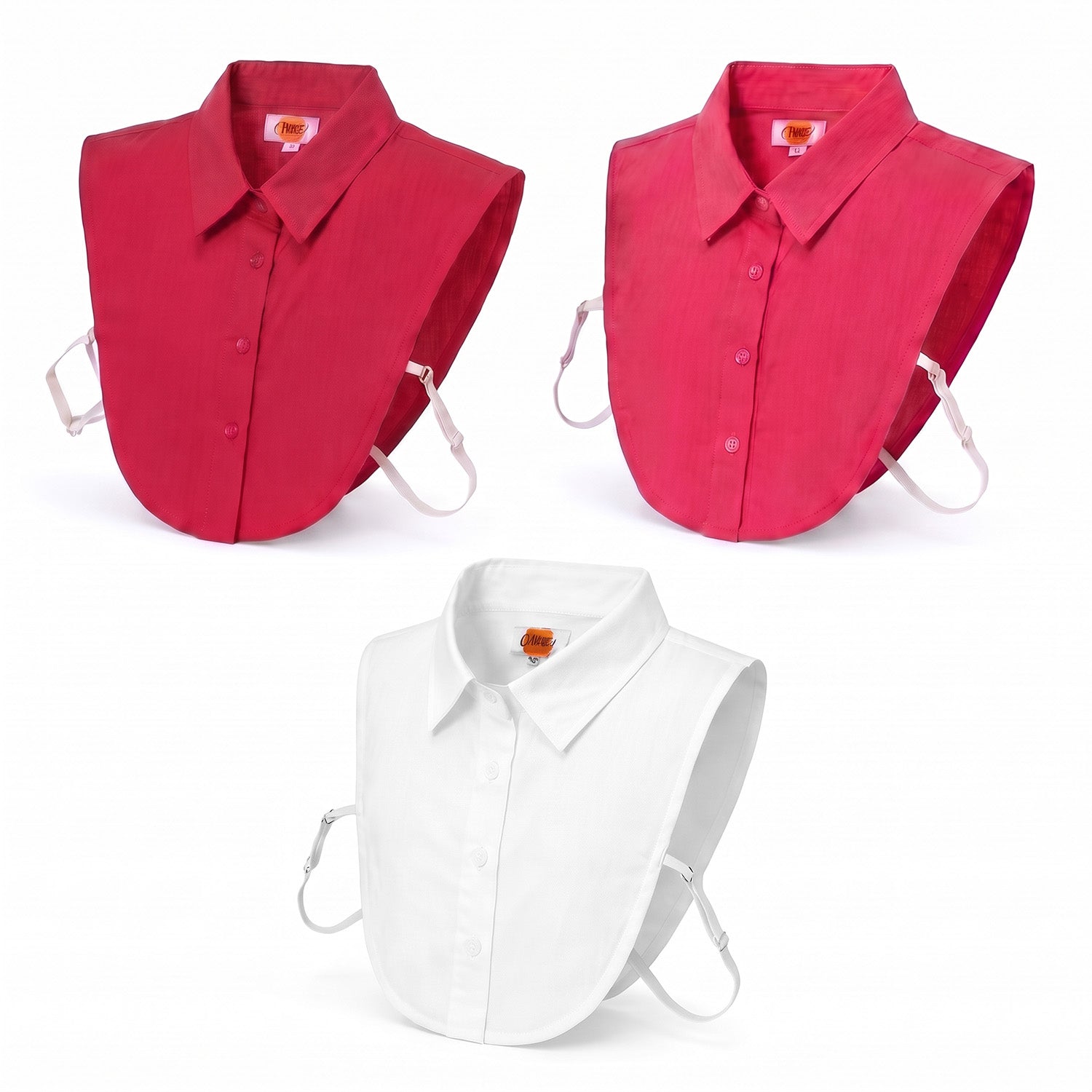 & Maisi Set of 3 Detachable Dickey Collar Set (One Size, 36 x 39cm) - White, Red & Pink_8561853