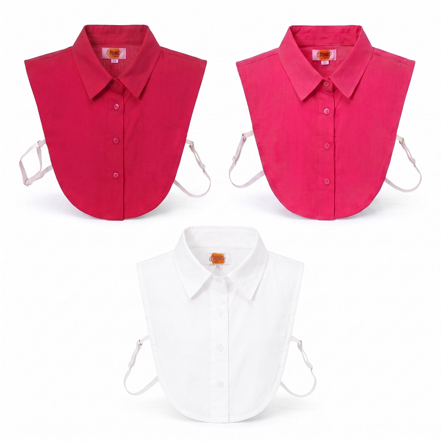 & Maisi Set of 3 Detachable Dickey Collar Set (One Size, 36 x 39cm) - White, Red & Pink_8561853_1