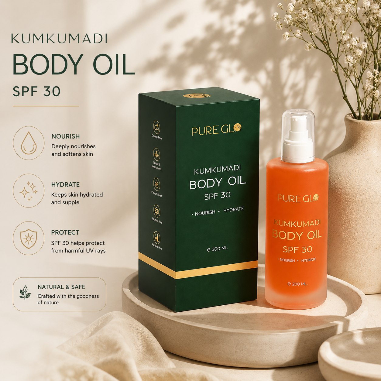 PureGlo Kumkumadi Body Oil with SPF 30 - 200ml_8562061_3