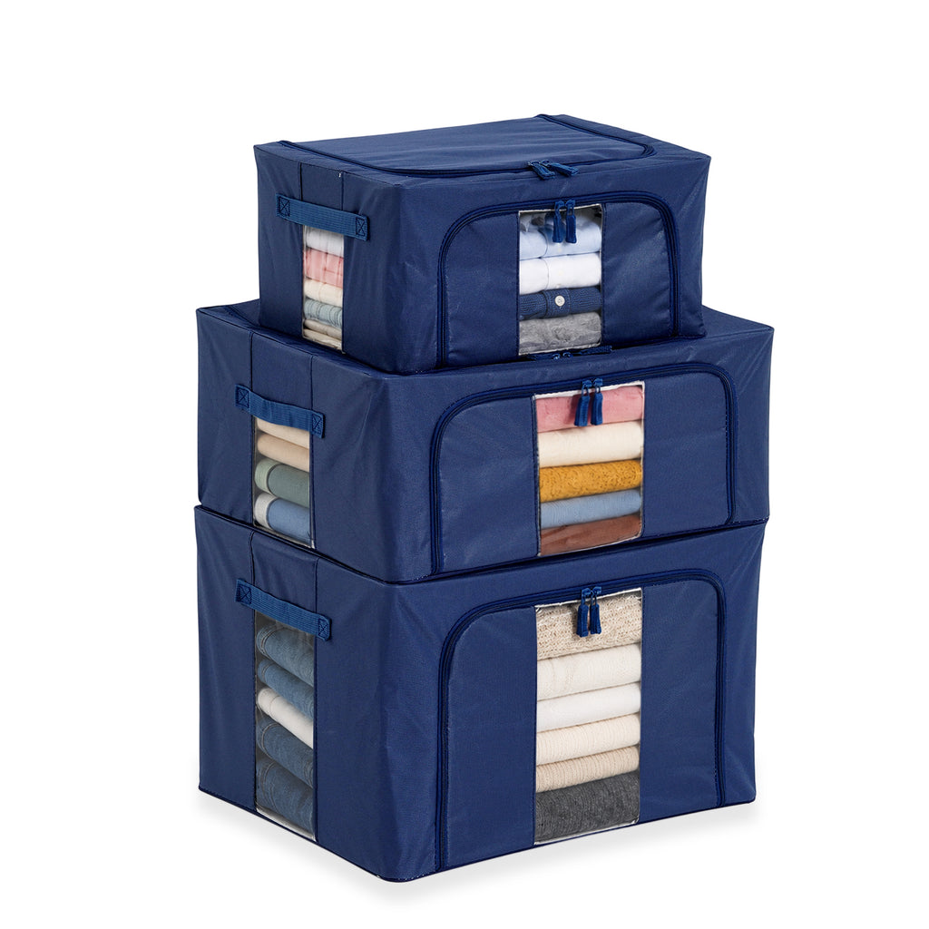 Patterned Storage Box (Size 50x40x33 cm) - Dark Blue_8565831