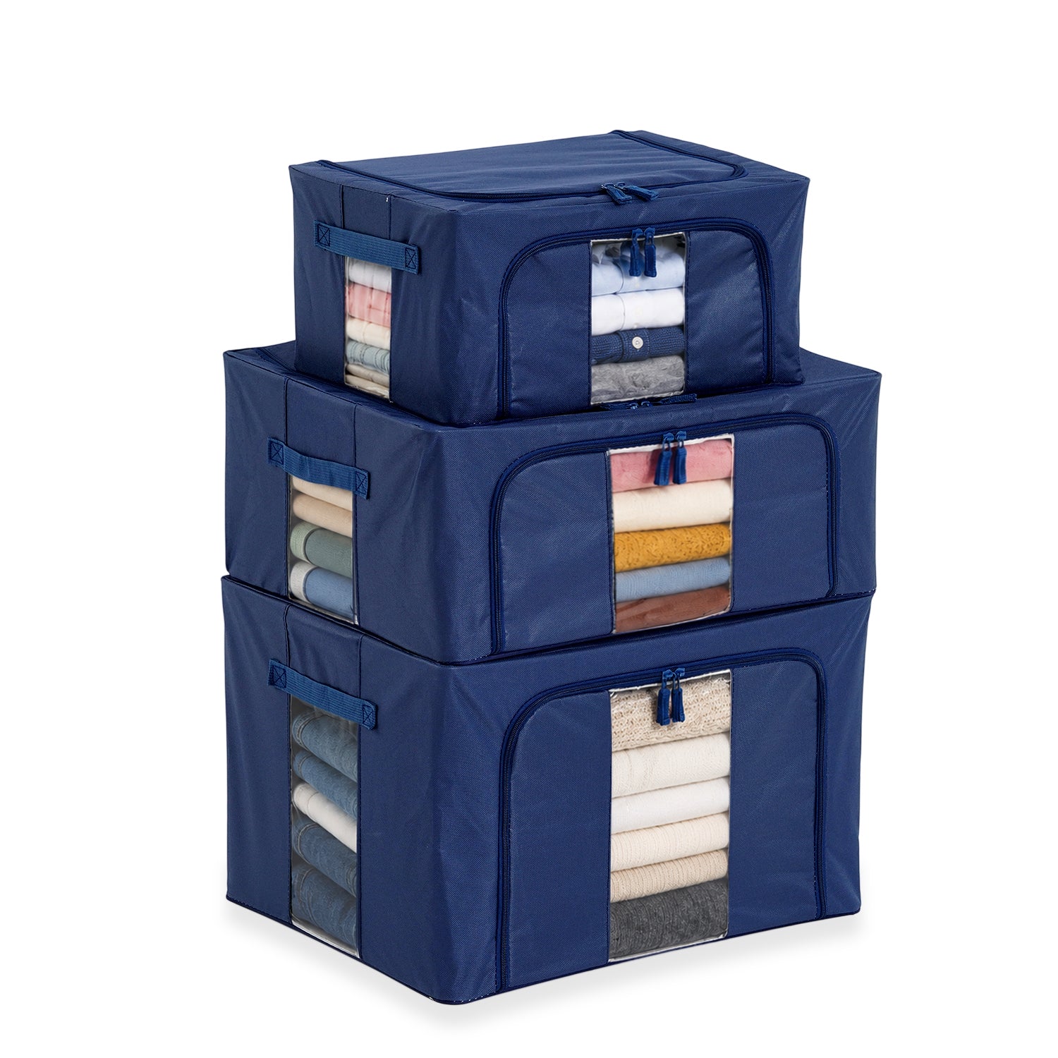 Patterned Storage Box (Size 50x40x33 cm) - Dark Blue_8565831