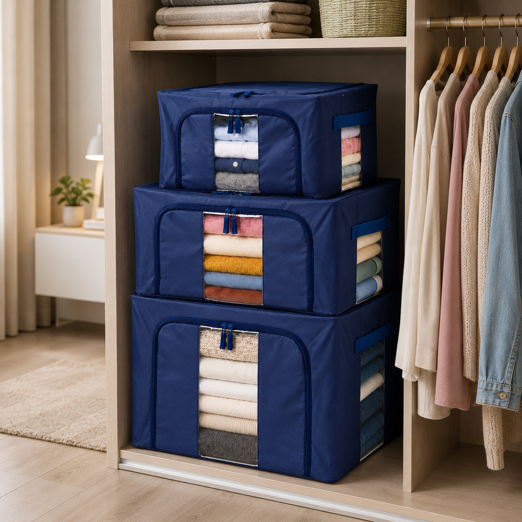 Patterned Storage Box (Size 50x40x33 cm) - Dark Blue_8565831_1