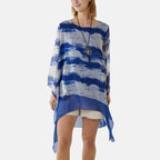Nova of London 2-In-1 Tie Dye Mesh Overlay Necklace Top (Size M, 14-16) - Blue_8566015