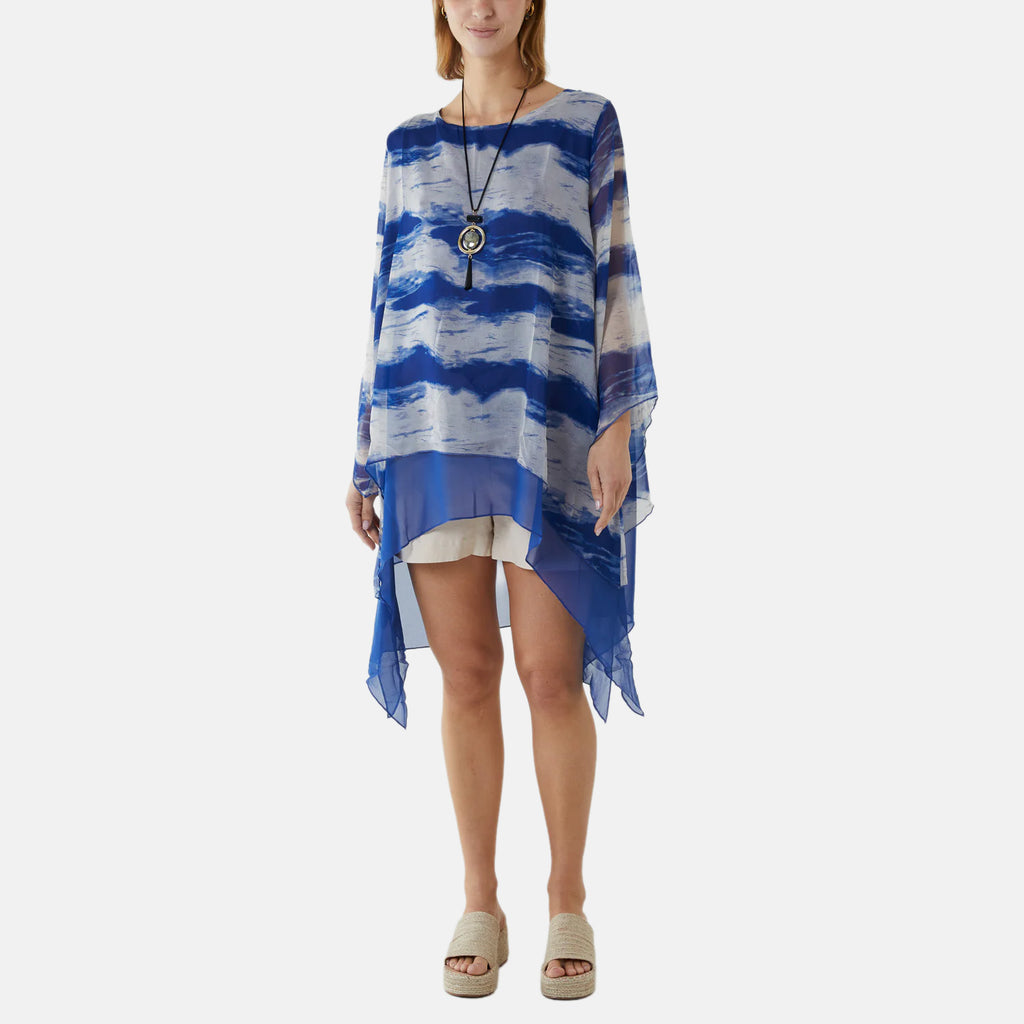 Nova of London 2-In-1 Tie Dye Mesh Overlay Necklace Top (Size M, 14-16) - Blue_8566015_2