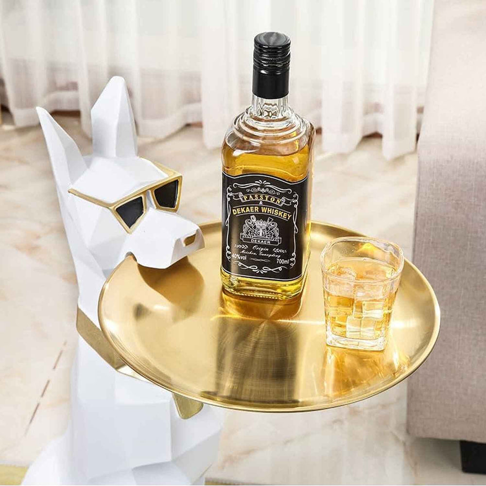 THE EPITOME OF LUXURY - CRAFTED Dog Art Side Table - White