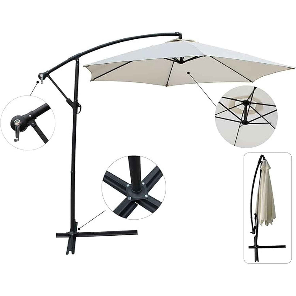 Premium Cantilever Garden Parasol with UV30- Protective Canopy - Cream