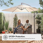 Premium Cantilever Garden Parasol with UV30- Protective Canopy - Cream