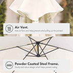 Premium Cantilever Garden Parasol with UV30- Protective Canopy - Cream