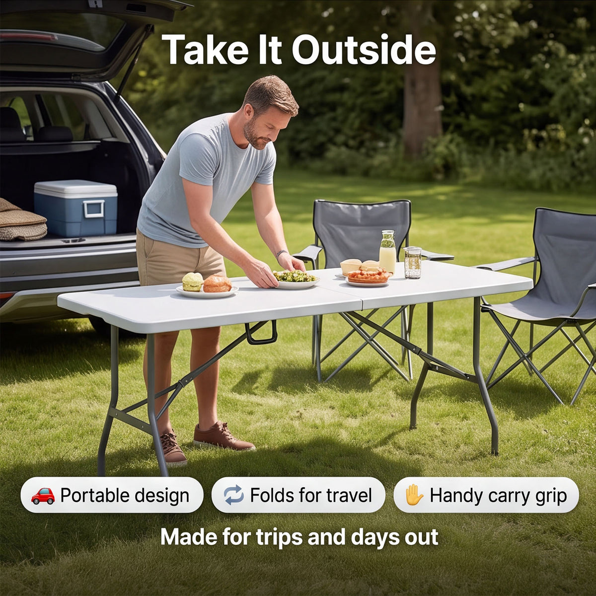 6ft Portable Heavy Duty Folding Table for Indoor and Outdoor Use