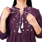 & Maisi Cotton Double Gauze Embroidered Bishop Sleeve Top (Size S, Fit 8 To 10) - Hyacinth Violet_8574247_5