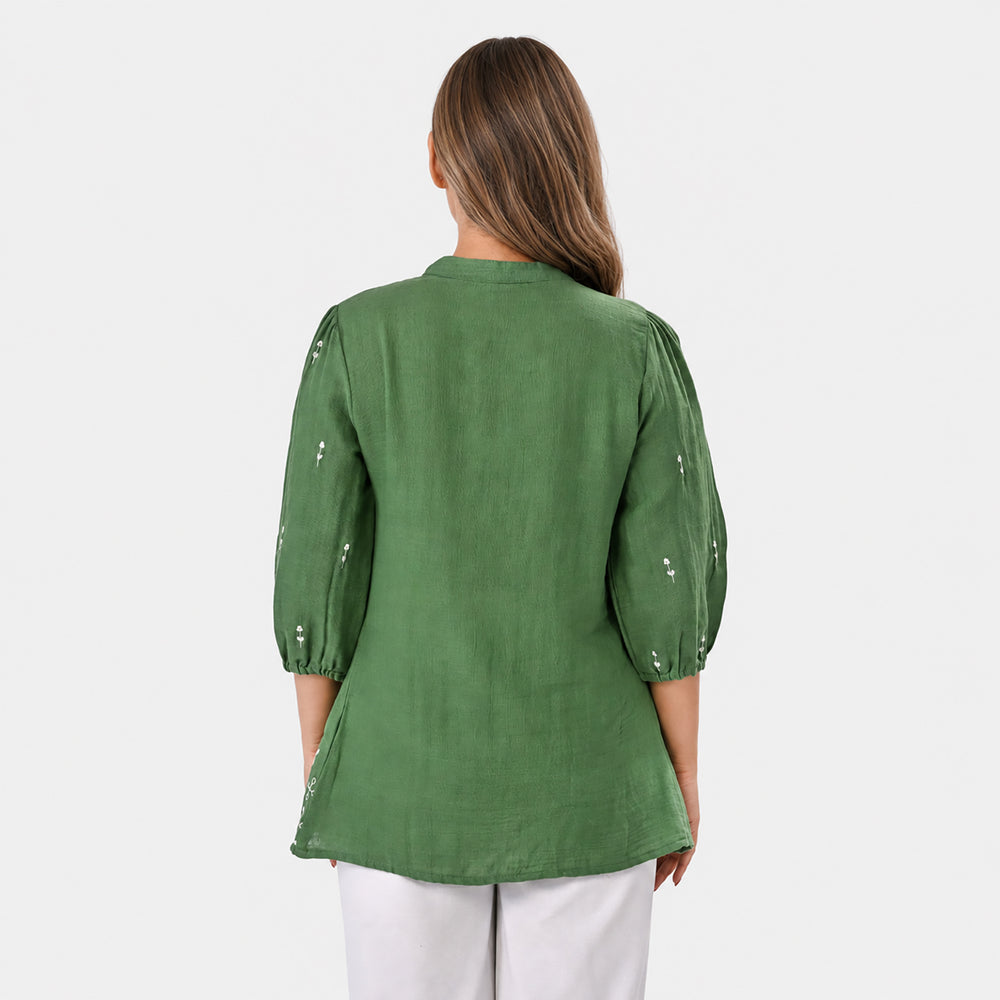 & Maisi Cotton Embroidery Top (Size - Small) - Mint Green_8574251_2