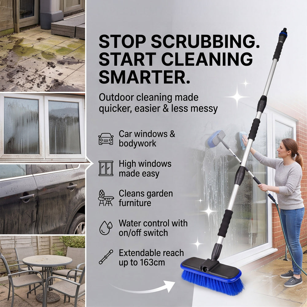 Shine 3 in 1 Adjustable Telescopic Handle Water Brush - Blue