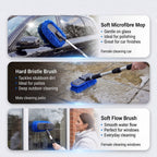 Shine 3 in 1 Adjustable Telescopic Handle Water Brush - Blue