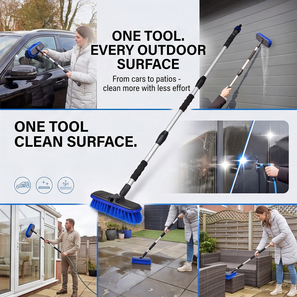 Shine 3 in 1 Adjustable Telescopic Handle Water Brush - Blue