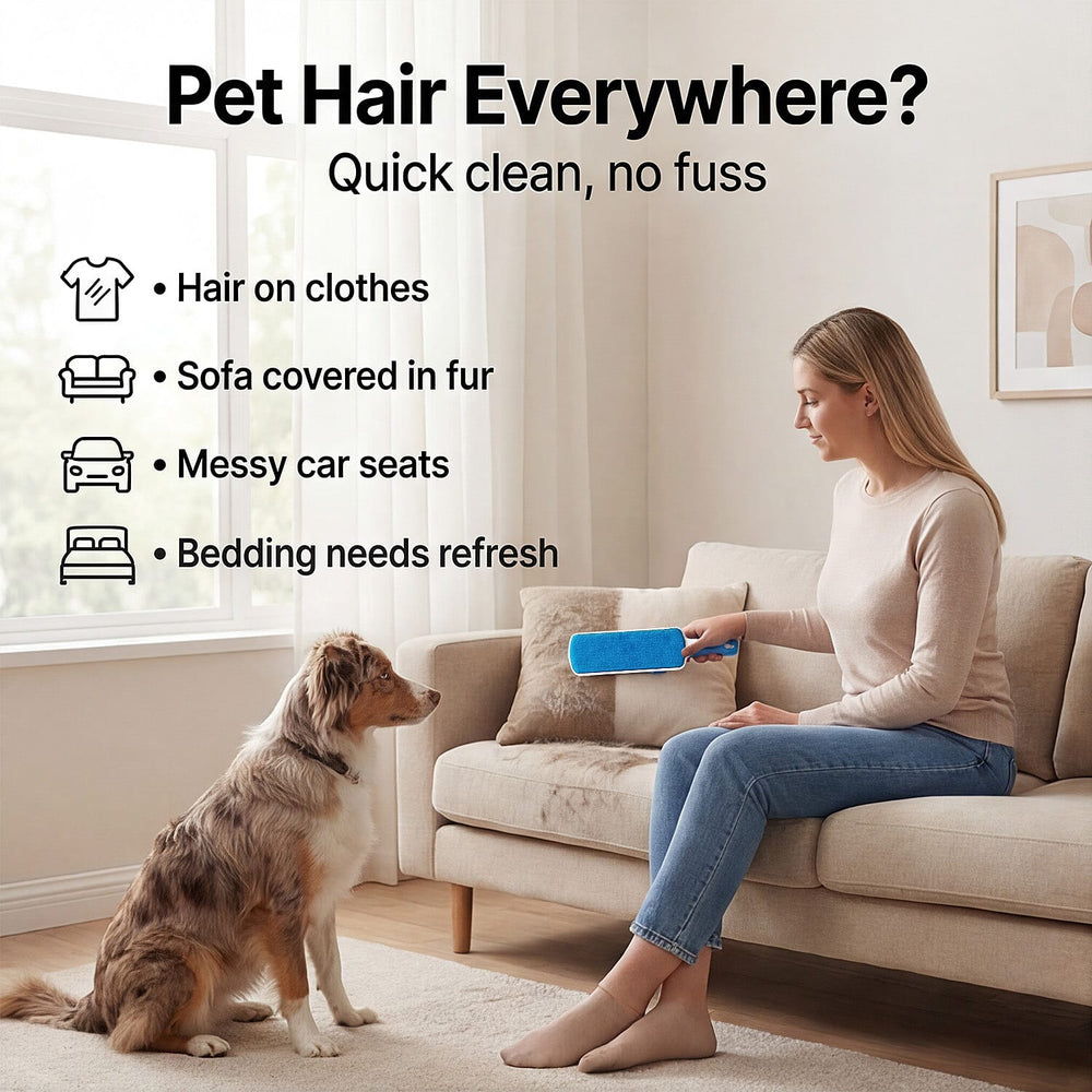 Aqua Laser Sticky Hero - Self-Cleaning Animal Hair Remover Set - Blue