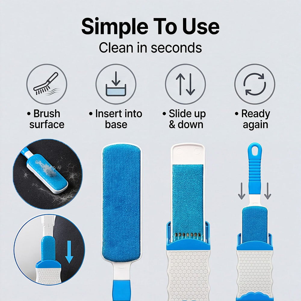 Aqua Laser Sticky Hero - Self-Cleaning Animal Hair Remover Set - Blue