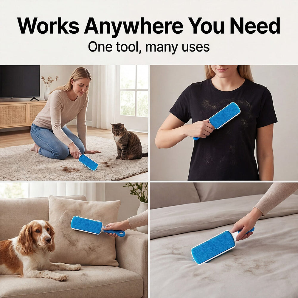 Aqua Laser Sticky Hero - Self-Cleaning Animal Hair Remover Set - Blue