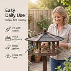 Wooden Bird Feeder – Garden Feeder (34.5 x 34.5 x 105 cm)