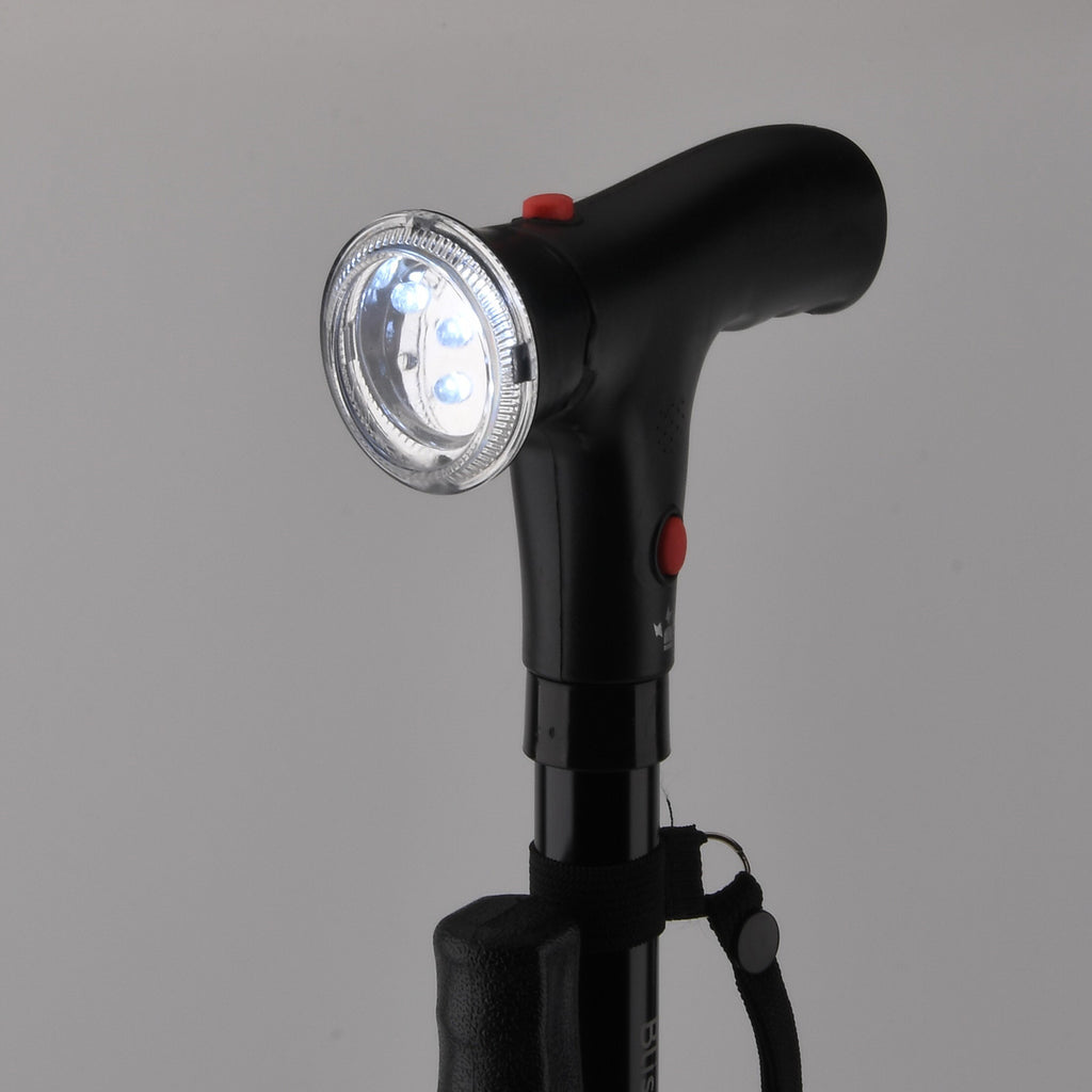 " Bliss & Beyond LED alarm dual handles walking cane - Black Product size:  Product weight: Gross weight: 580g,    Net weight: 530g                           Material:                                A_8574995