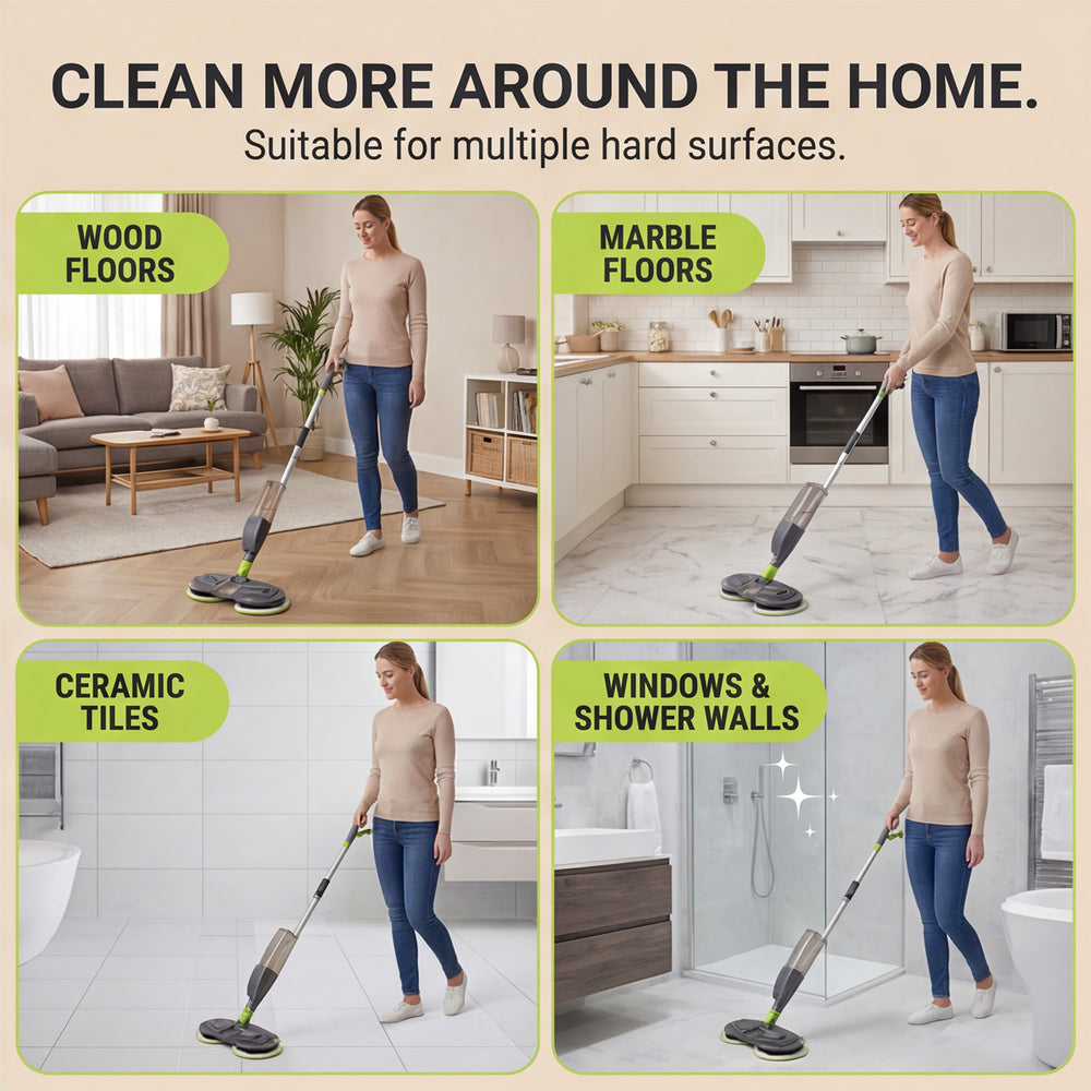 Brand New - Shine Rotating Mop With Spray - Grey