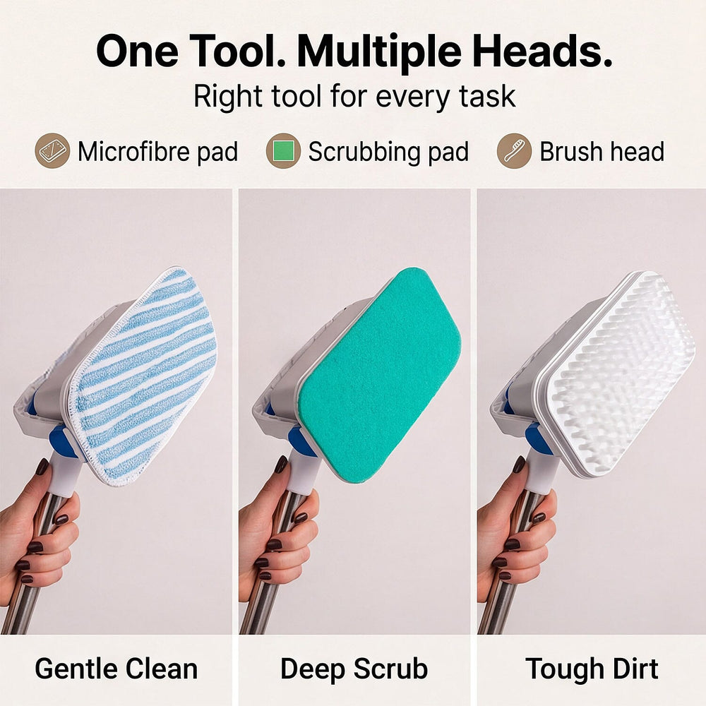 Aqua Laser Electric Vibro Scrubber - 1500 VPM Cordless Power Scrubber, 2-in-1 EasySwitch Telescopic - Handheld Cleaner - White