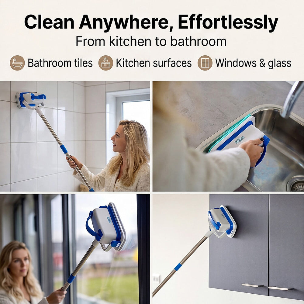 Aqua Laser Electric Vibro Scrubber - 1500 VPM Cordless Power Scrubber, 2-in-1 EasySwitch Telescopic - Handheld Cleaner - White