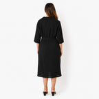 & Maisi Cotton Solid Dress (Size - Large) - Black_8578561_1