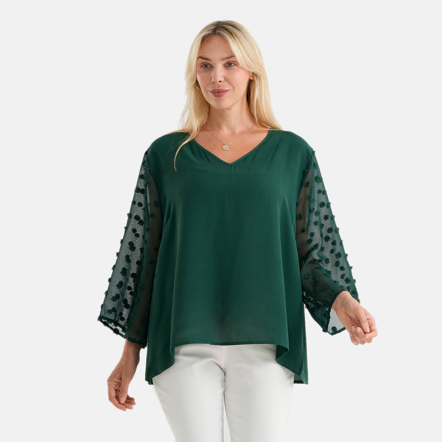 La Marey Patterned Blouse (Size - Large) - Green_8579728