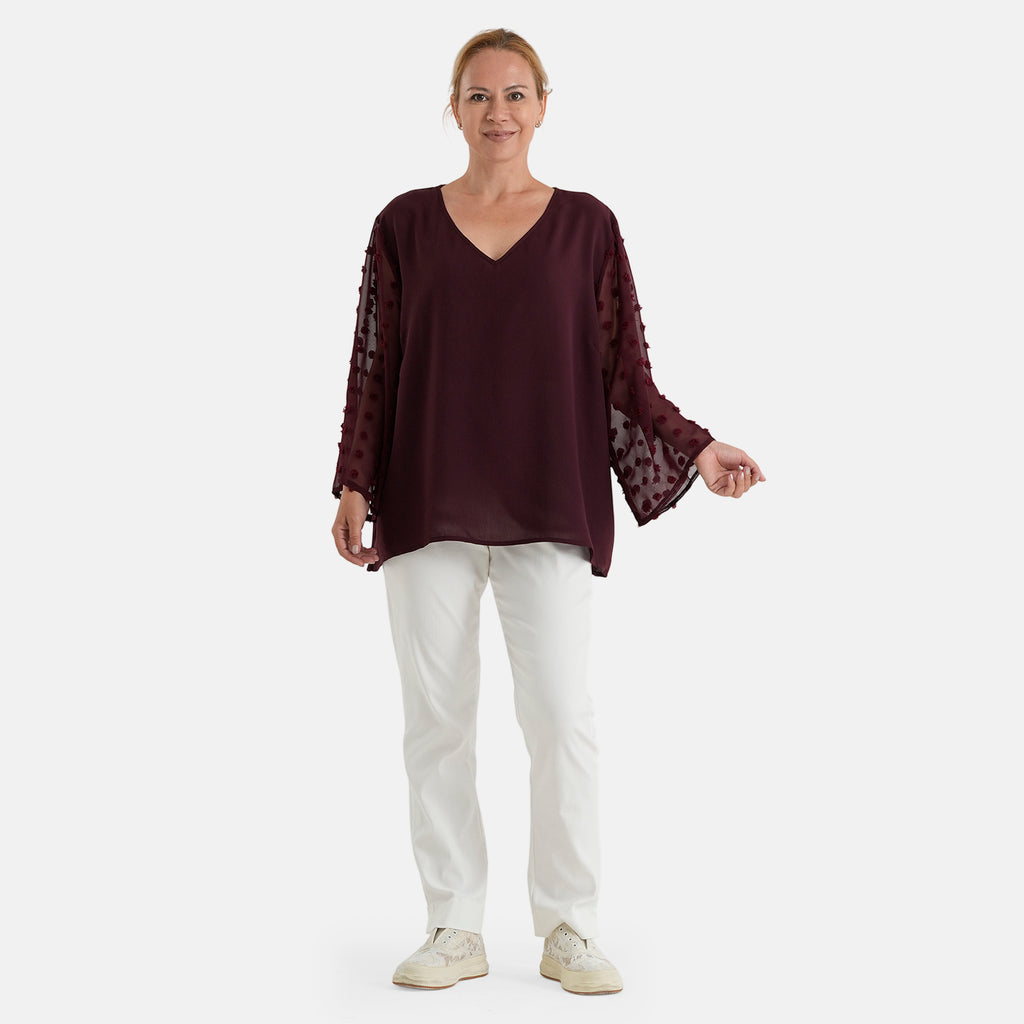 & Maisi Patterned Blouse (Size - Large) - Red_8579824